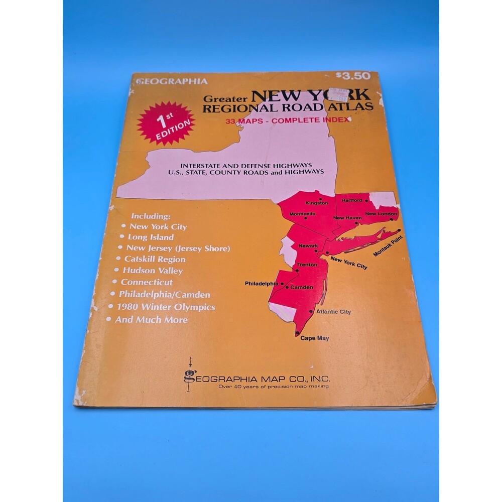 Vintage Greater New York Regional Road Atlas published by Geographia Map Co 1979
